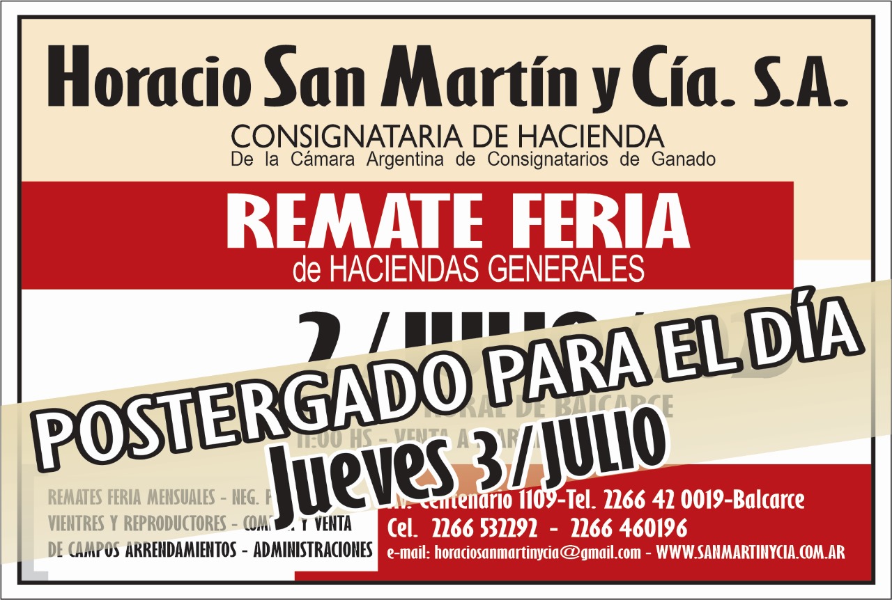 Remate Ferias de Haciendas Generales